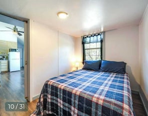 1 bedroom, iron/ironing board, travel crib, WiFi