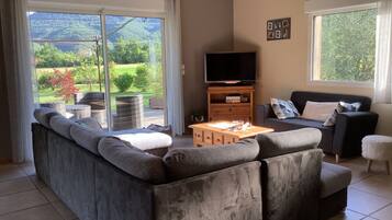 TV, DVD player, table tennis, books