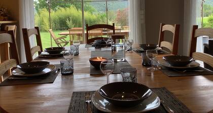 Modern and warm wooden house in a quiet area