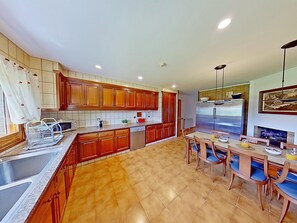 Fridge, microwave, oven, dishwasher