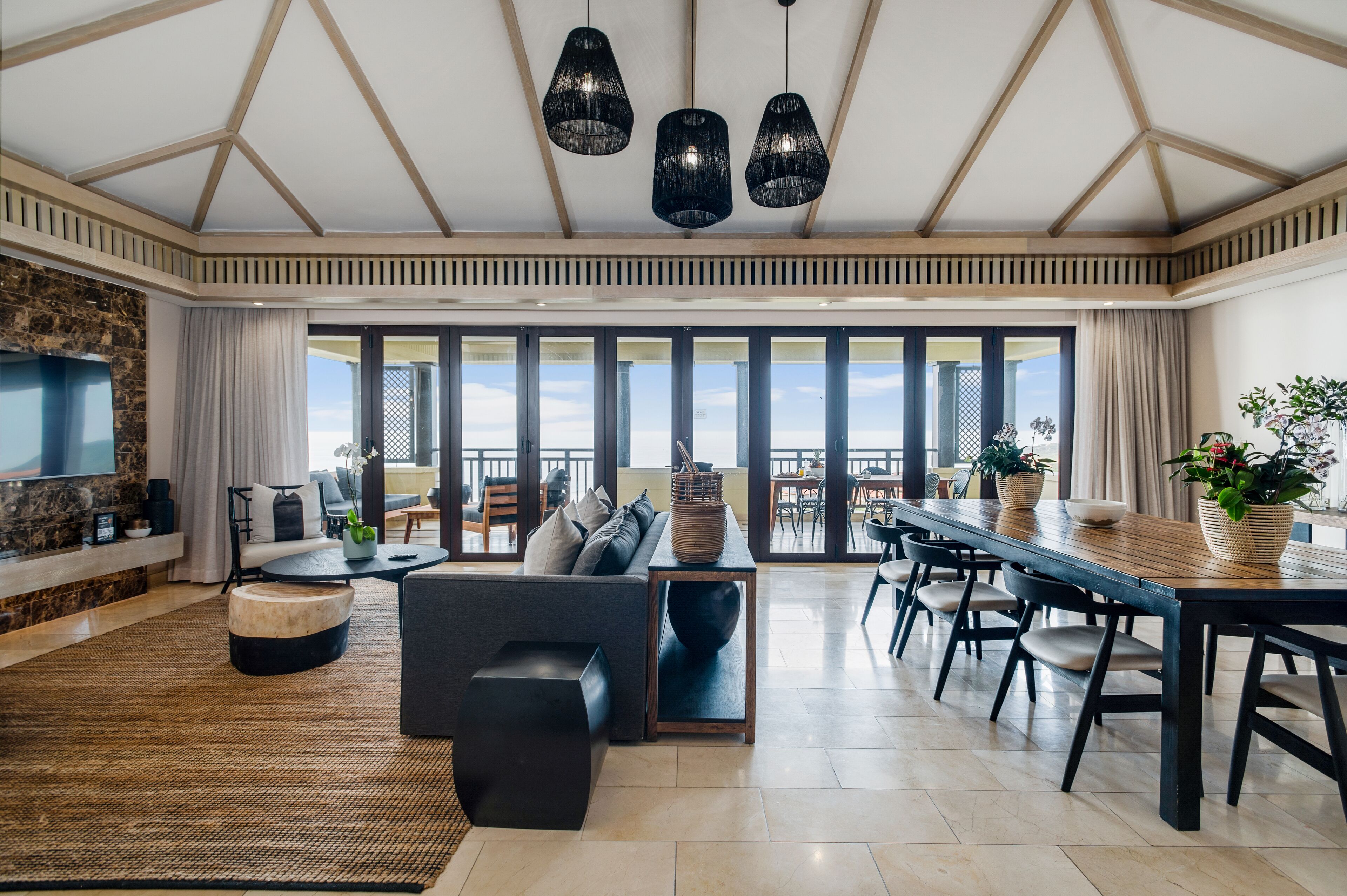 Family Penthouse | Living area | 55-inch Smart TV with satellite channels, TV, Netflix