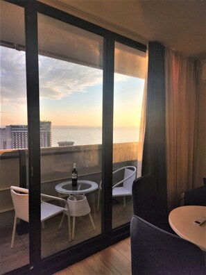 Basic Quadruple Room, 2 Queen Beds, Balcony, Sea View | Terrace/patio - Orbi City Apartment (Batumi)