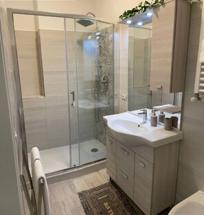 Dusche, Haartrockner, Bidet, Handtücher