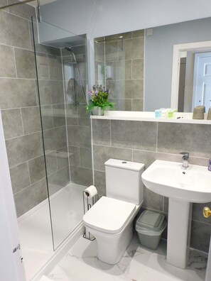 Tina, secadora de cabello, toallas 