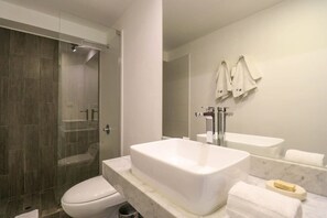 Bathtub, hair dryer, towels