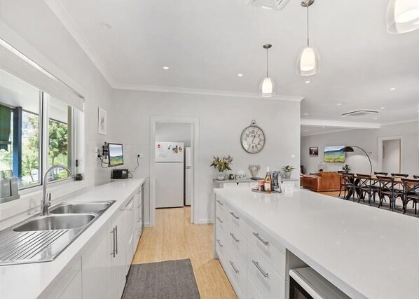 Fridge, microwave, oven, toaster