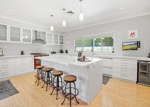 Fridge, microwave, oven, toaster