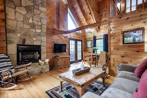 TV, fireplace