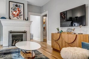 TV, fireplace, offices