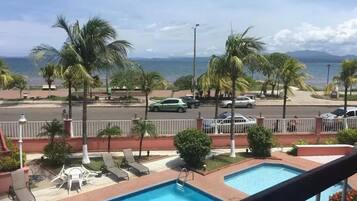 2 outdoor pools, open 8:00 AM to 9:00 PM, free pool cabanas