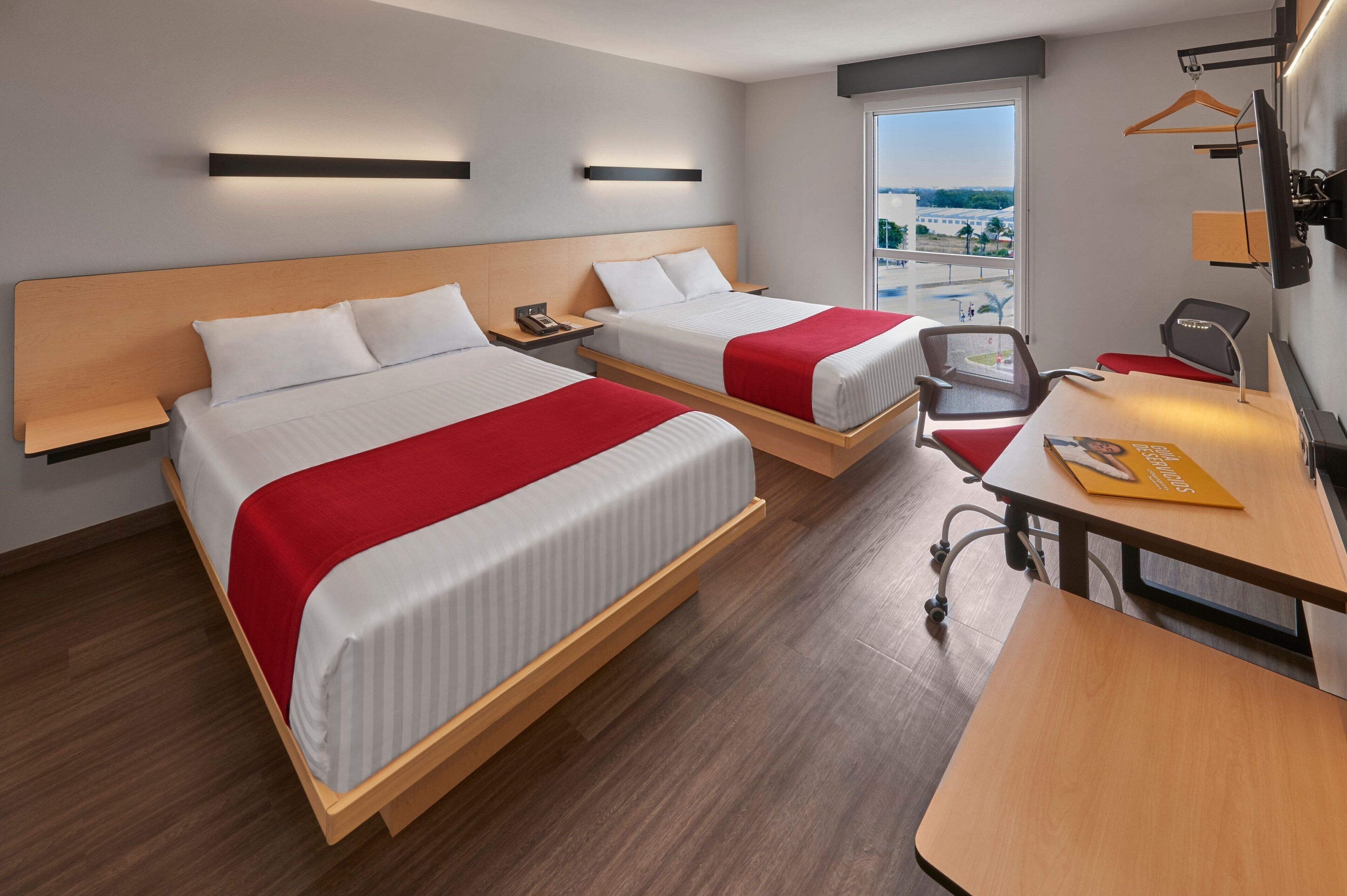 room, 2 double beds | 1 bedroom, desk, laptop workspace, blackout curtains