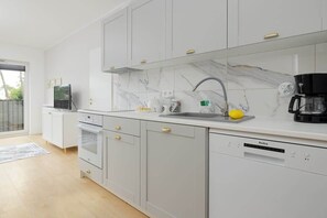 Fridge, oven, stovetop, dishwasher