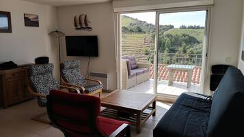 TV connectée, livres, espaces bureaux