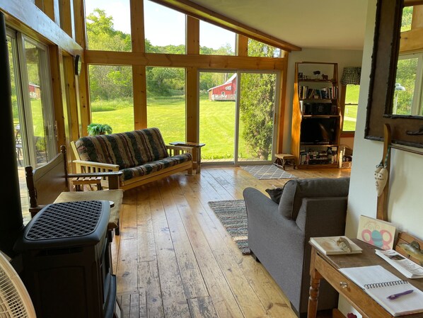 TV, peis, DVD-spiller og filmbibliotek