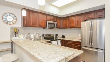 Fridge, microwave, oven, dishwasher