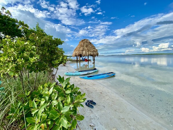 Ubicación cercana a la playa, tumbonas y toallas de playa