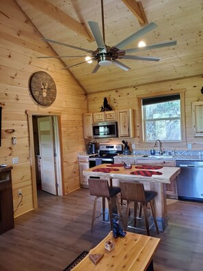 Fridge, microwave, oven, stovetop - Romantic Mountain Hideaway | Private Hot Tub, Robes, Firepit & King Suites (whittier)