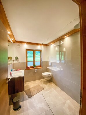 Dusche, Haartrockner, Handtücher