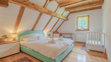 Family Chalet, Multiple Bedrooms, 2 Bathrooms, Mountainside (Chalet Primus Near Soča Gorge) | 4 bedrooms, iron/ironing board, bed sheets