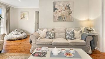Smart TV, fireplace, streaming services