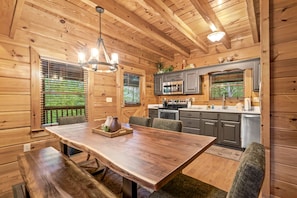 Dining - Updated True Log Cabin - Hot Tub, Arcade, Fire Pit, Wi-Fi, Fishing, Pool, & more (Sevierville)