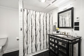 Combined shower/bathtub, hair dryer, towels, soap - Stylish DU Apt. - Business Traveler - Sleeps 4 (Denver)