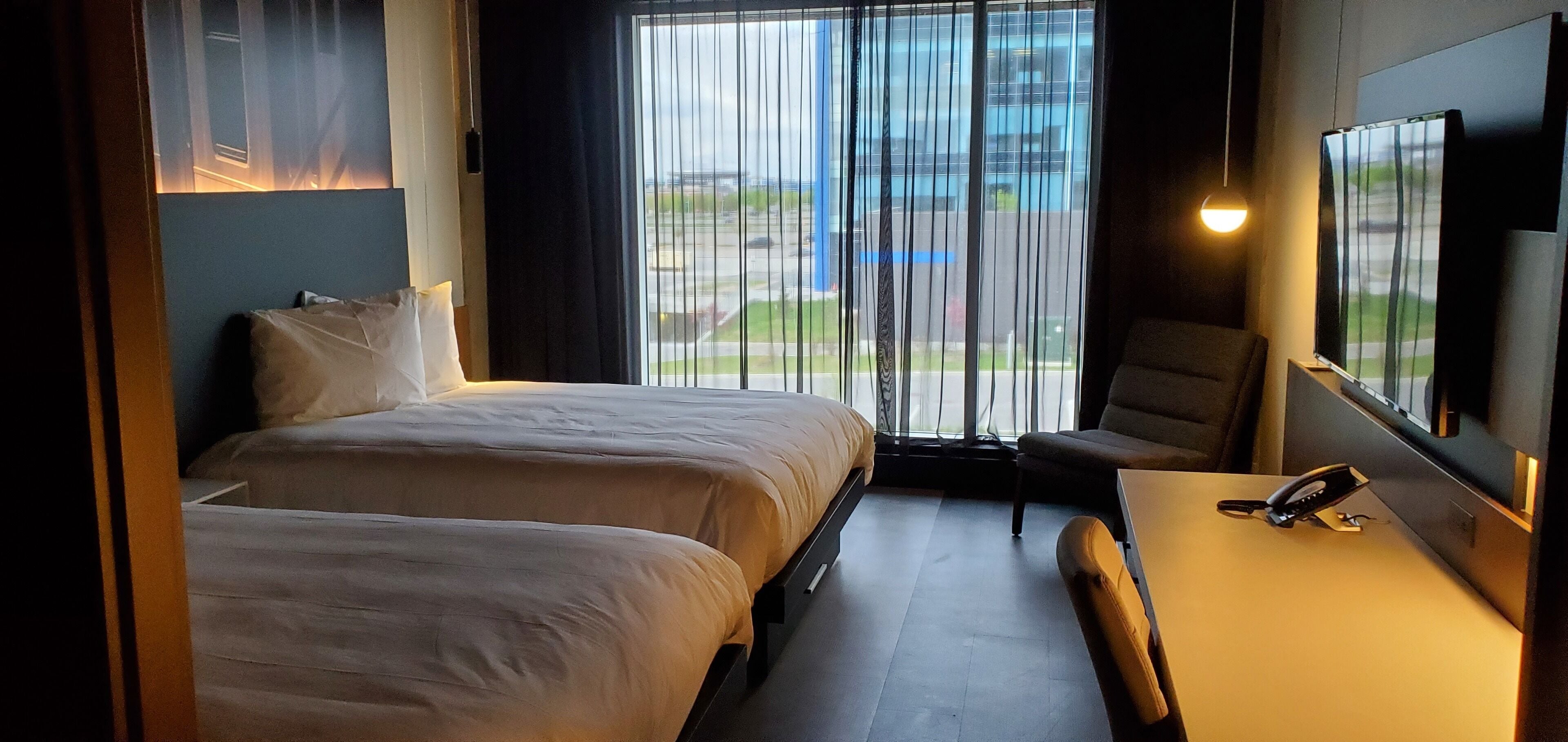 grand confort 2 queens | desk, blackout curtains, soundproofing, iron/ironing board