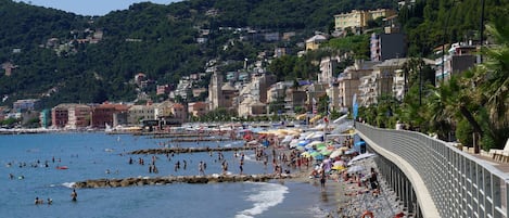Beach nearby, sun loungers
