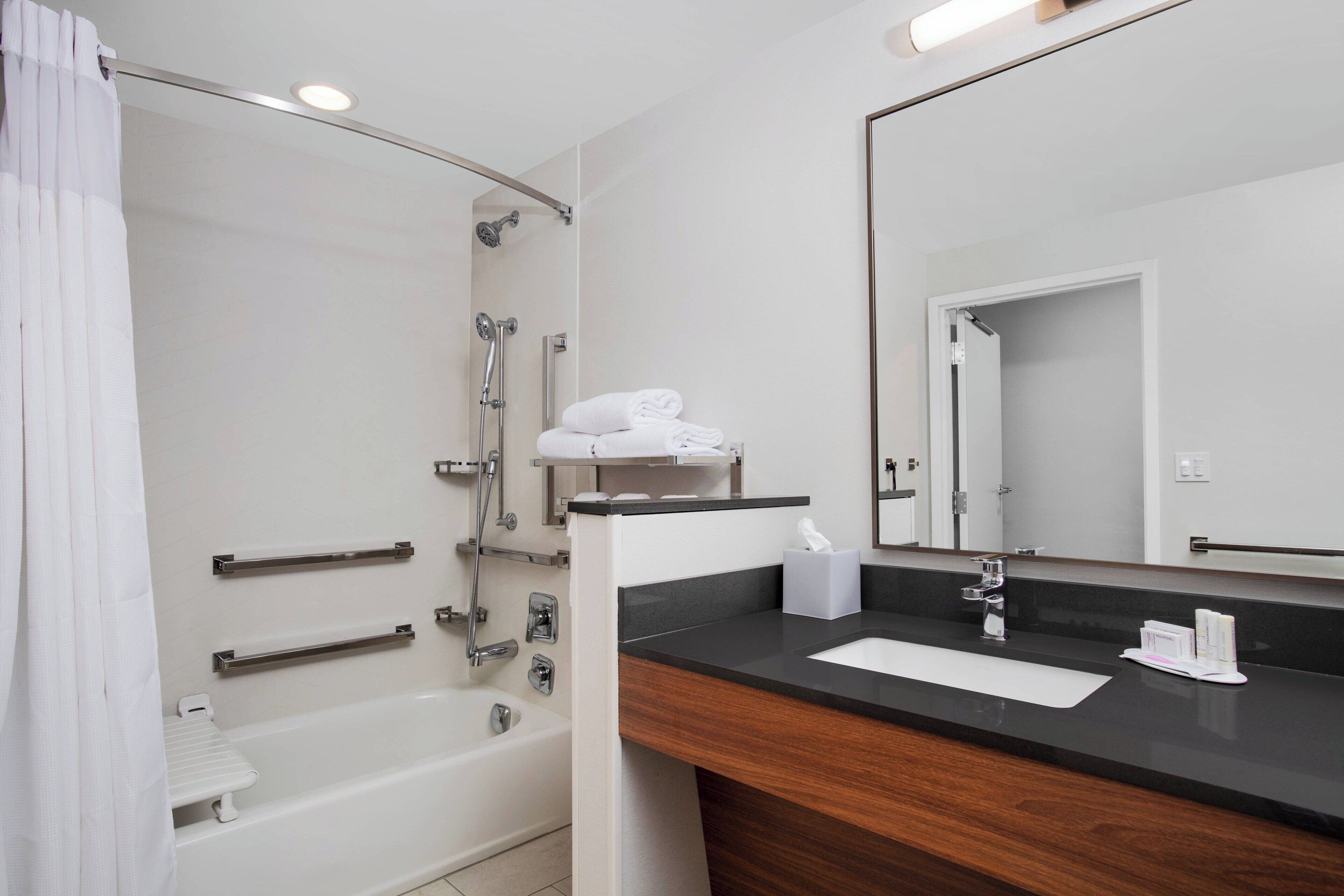 free toiletries, hair dryer, towels, soap