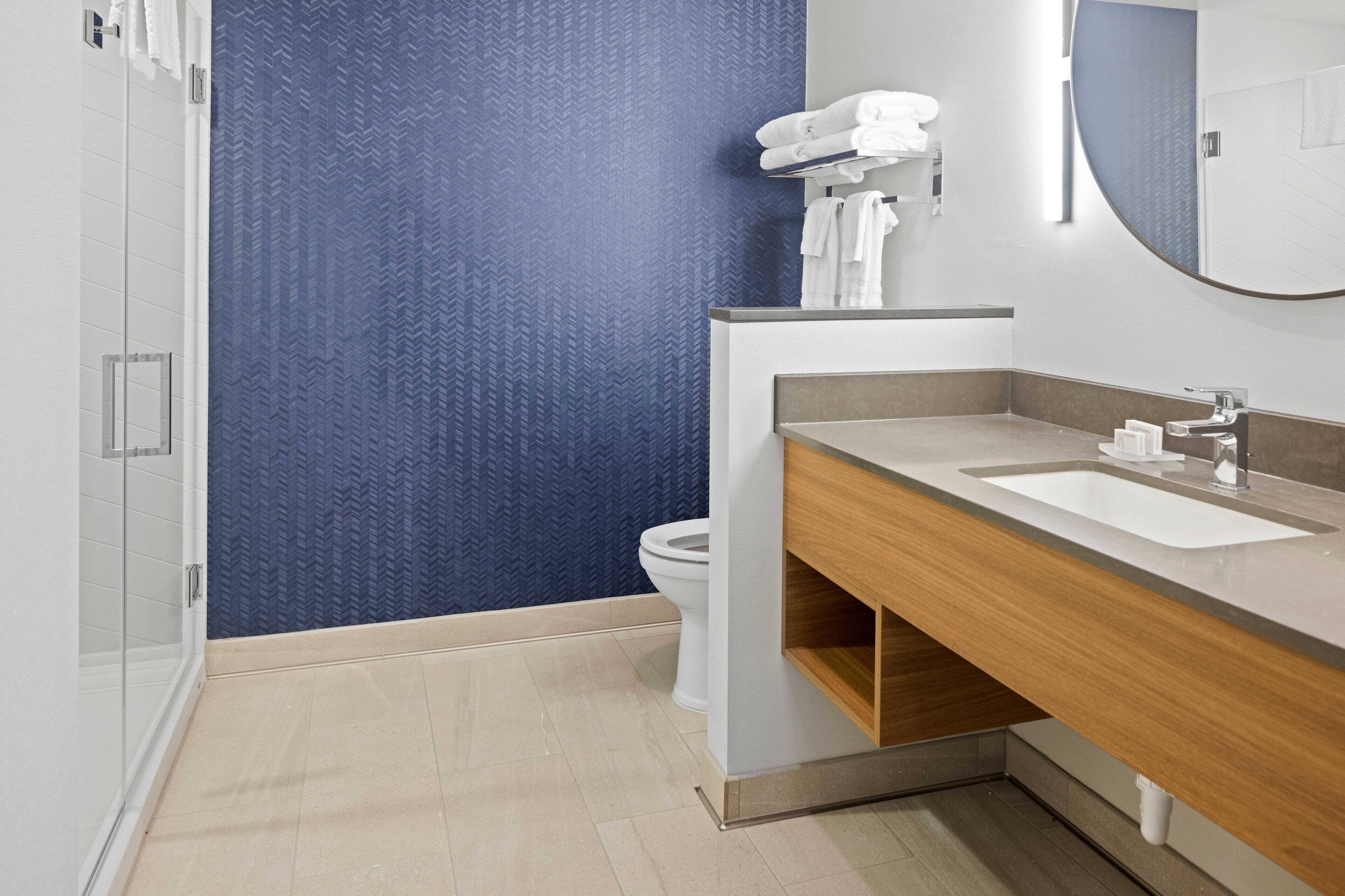 free toiletries, hair dryer, towels