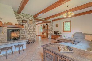 TV, fireplace, DVD player, stereo