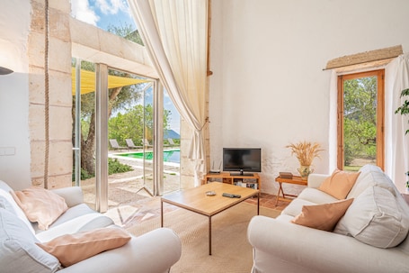 Living area. Pet-Friendly Villa Viterbo with Sea View, Pool & Wi-Fi