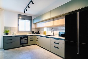 Apartment, 4 Bedrooms, Balcony, Sea View | Private kitchen | Fridge, microwave, oven, stovetop - Panoramic Seaview Balcony Escape by Sea N Rent (Nahariya)