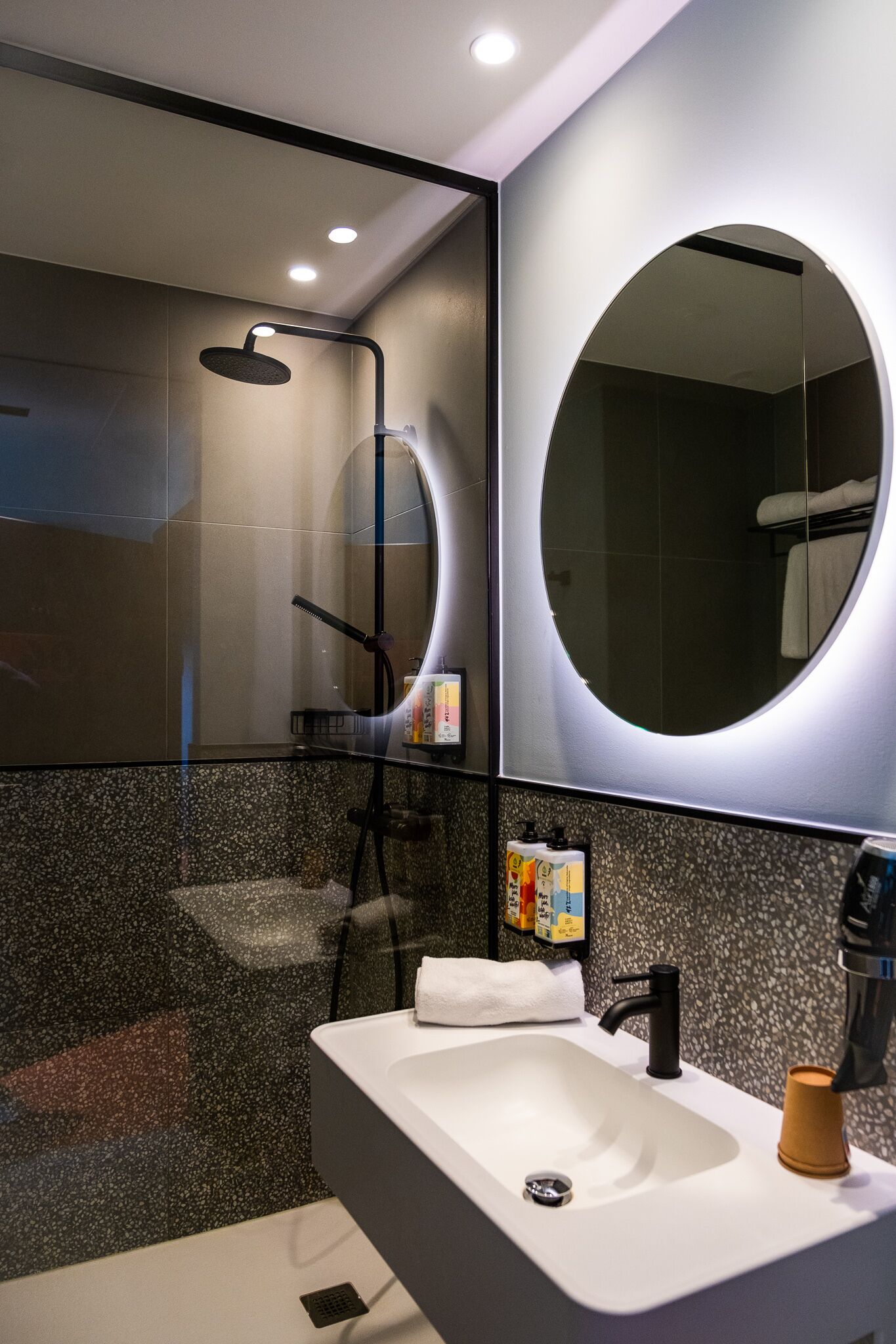 free toiletries, hair dryer, towels, soap