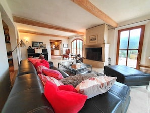 TV, fireplace, video games, DVD player