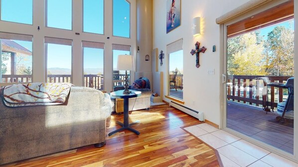 TV, fireplace, DVD player, printers