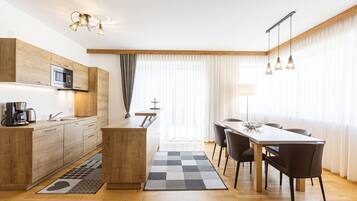 Fridge, microwave, dishwasher, electric kettle