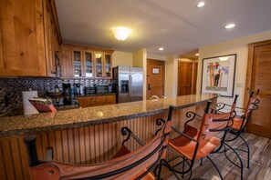 Fridge, microwave, oven, dishwasher - Beautifully Renovated Two Bedroom Condo with a Balcony in Mountaineer Square - No Cleaning Fee! by RedAwning (Crested Butte)