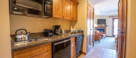 Fridge, microwave, oven, dishwasher