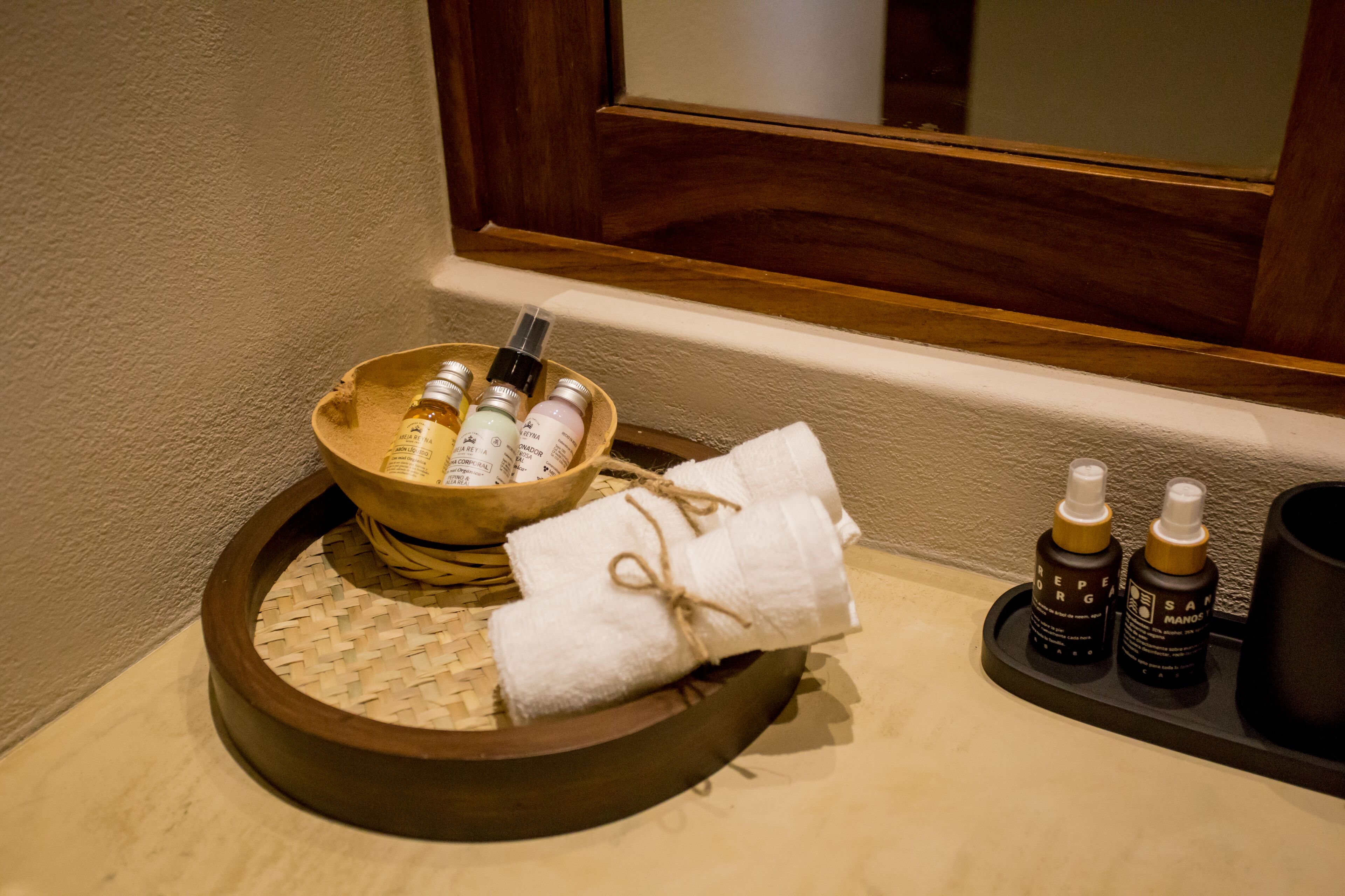 junior suite | bathroom | shower, hair dryer, towels, soap