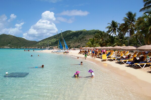 On the beach, beach towels - Newly Renovated 1 Bedroom Condo With Amazing  Seaview!  Beachfront Pool!  (Cul de Sac)