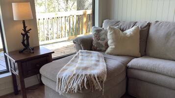 Una Smart TV, un reproductor de DVD, libros, una videoteca