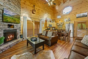 Smart TV, fireplace, video games