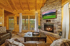 Smart TV, fireplace, video games