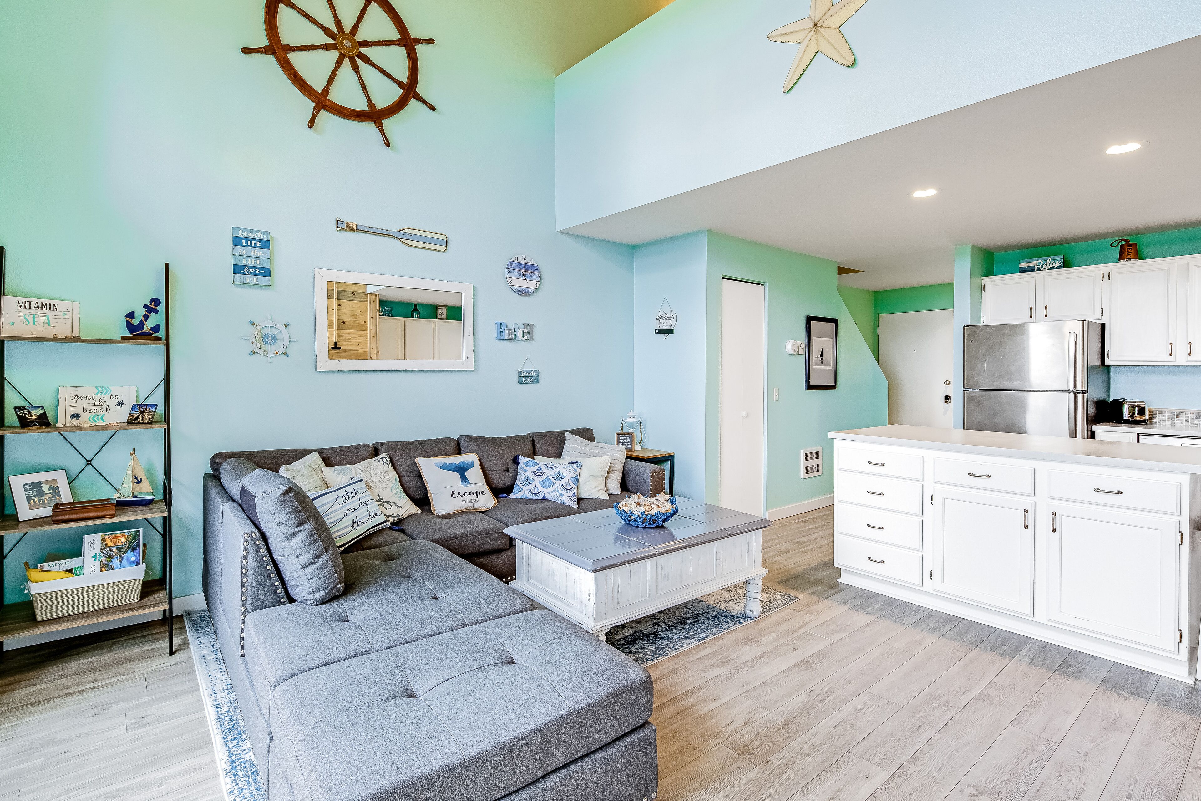 Bay-view condo with pool, hot tub, balcony & lofted layout - walk to the beach