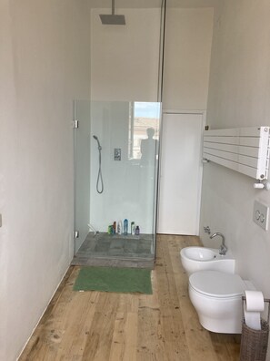 Shower, bidet - Rooftop apartment on medieval piazza (Foligno)