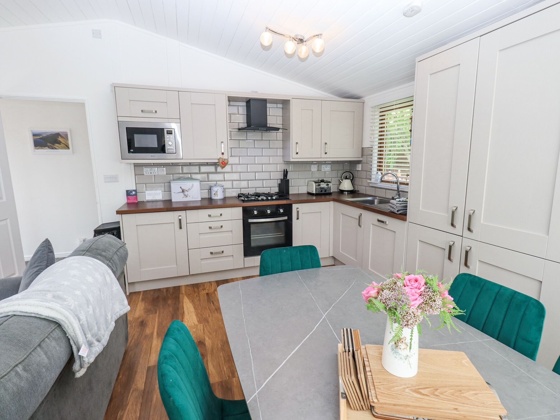 Fridge, dishwasher, electric kettle, toaster
