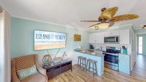 Fridge, microwave, oven, stovetop - Oceanfront Condo with Private Fishing Pier Access! (Isle of Palms)