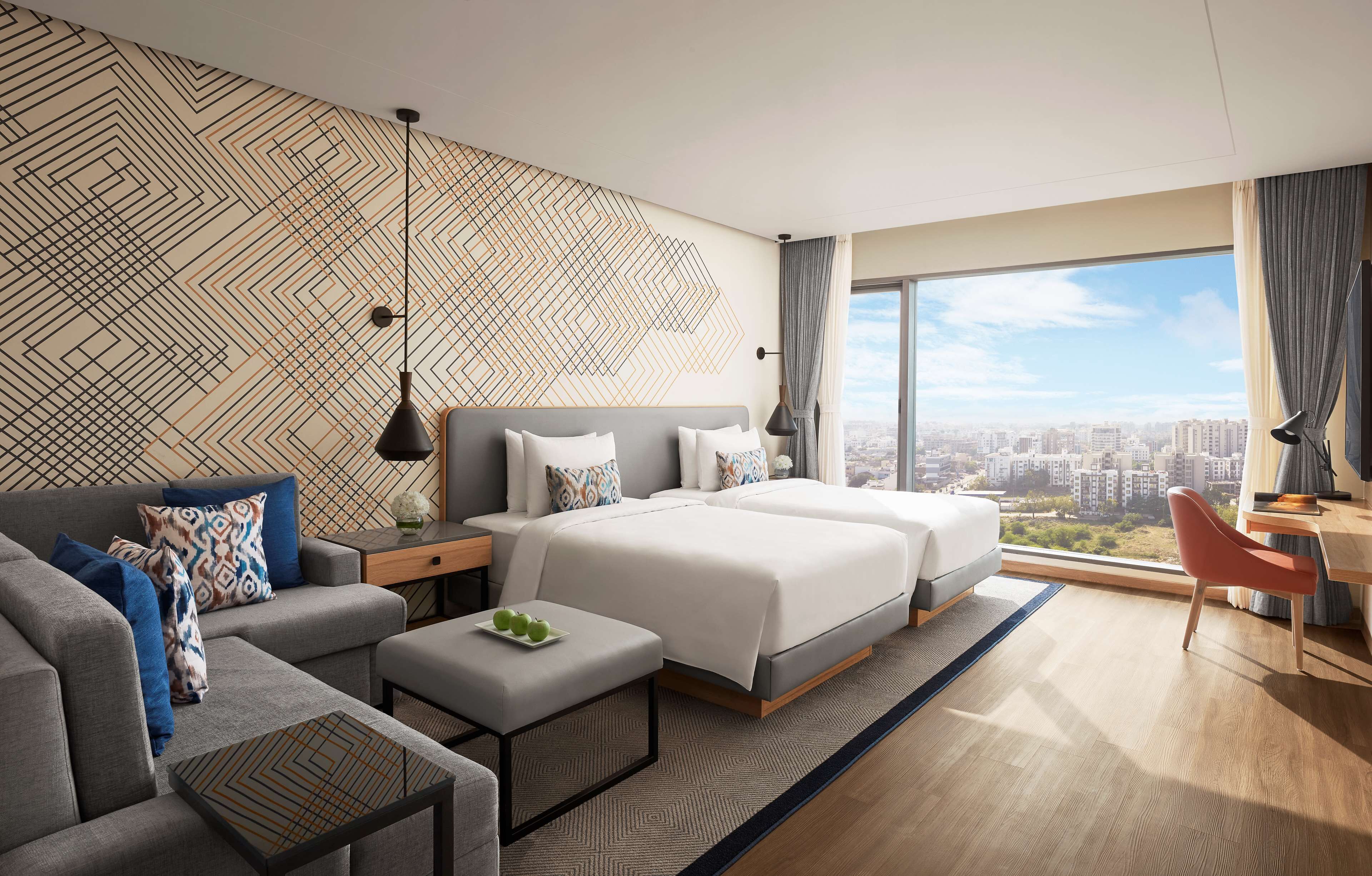 in-room safe, desk, laptop workspace, soundproofing