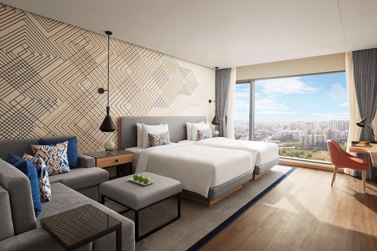 in-room safe, desk, laptop workspace, soundproofing